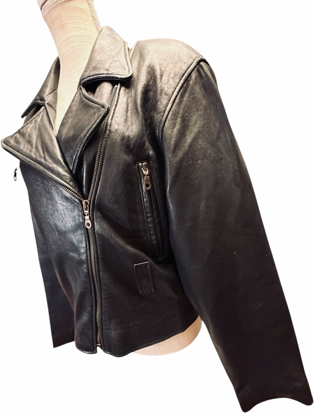 Express Vintage Genuine Leather Moto Jacket Black Womens S
